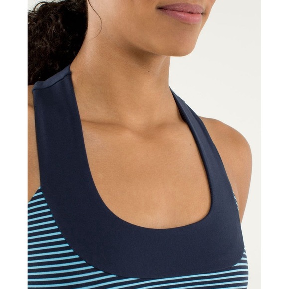 Lululemon Scoop Neck Tank Luon Light Hyper Stripe Blue Moon Inkwell Approx SZ 6 - Picture 8 of 12